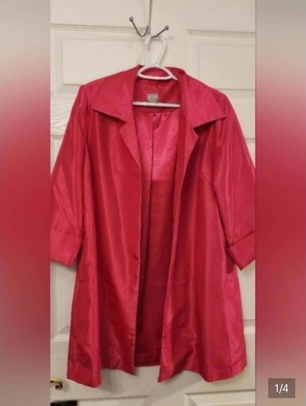 Chico's Shiny Pink Open Front Jacket